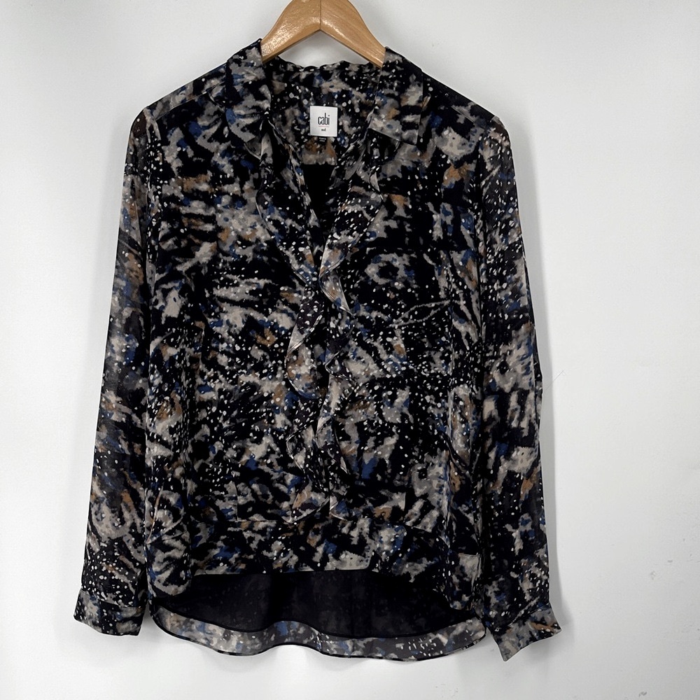 CAbi Women's Starry Night Blouse - Black and Blue